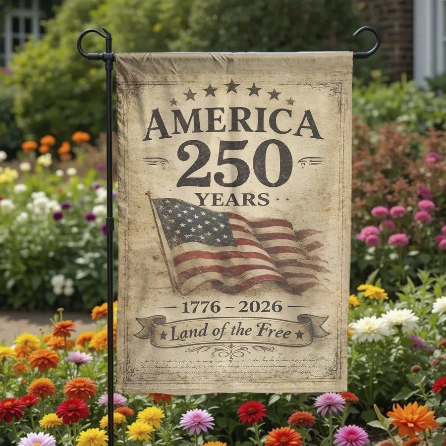America 250th Anniversary Garden Flag | Vintage 1776-2026 Design | Double Sided Polyester | Commemorative Patriotic Yard Decor