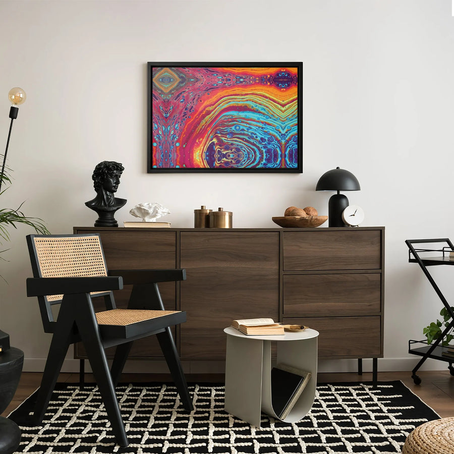 Abstract Fluid Art Canvas | Colorful Psychedelic Symmetry Print | Premium 1.25-Inch Gallery Wrap | Modern Home Office Decor