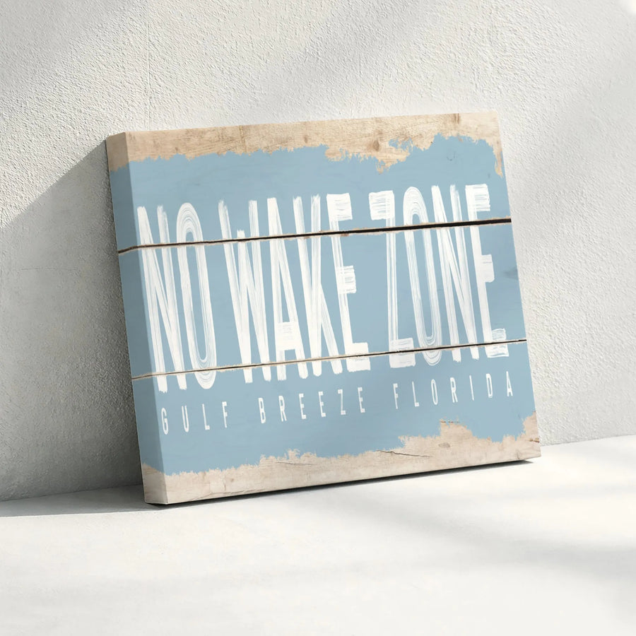 No Wake Zone Gulf Breeze Florida Canvas | Coastal Beach House Wall Art | Premium 1.25 Inch Thick Gallery Wrap | Nautical Home Decor Gift