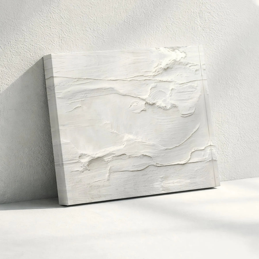 White Textured Wall Art Canvas Print | Minimalist Plaster Art Effect | Premium Gallery Wrapped Canvas | Modern Japandi Home Decor Gift