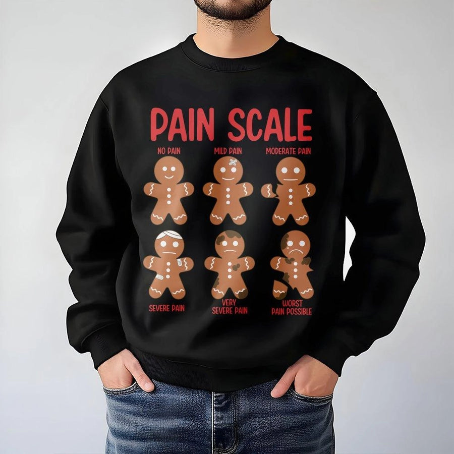 Pain Scale Gingerbread Sweatshirt | Funny Nursing Christmas Sweater | Premium Cotton Blend Crewneck | Holiday Gift For Nurses and Medical Students