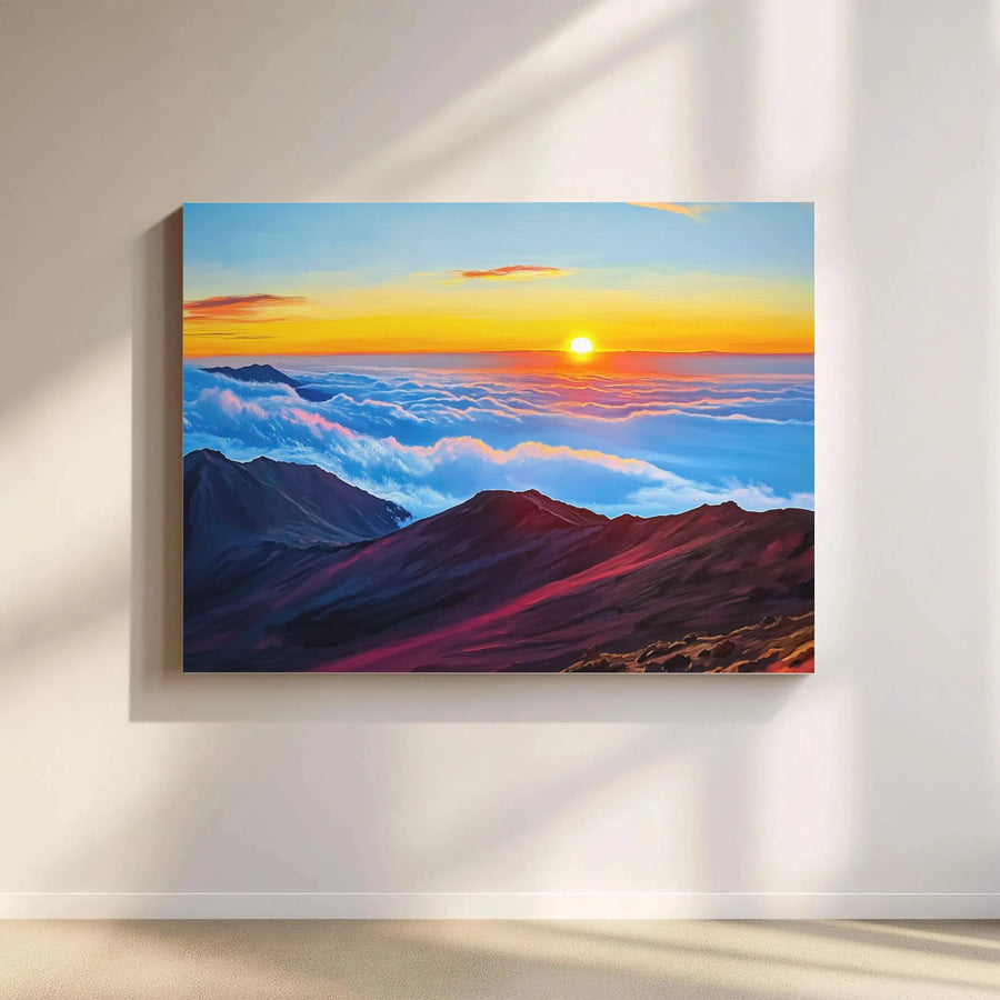 Mountain Sunset Canvas Art | Sea Of Clouds Landscape Print | Premium Gallery Wrap Wall Decor | Nature Lover Living Room Gift