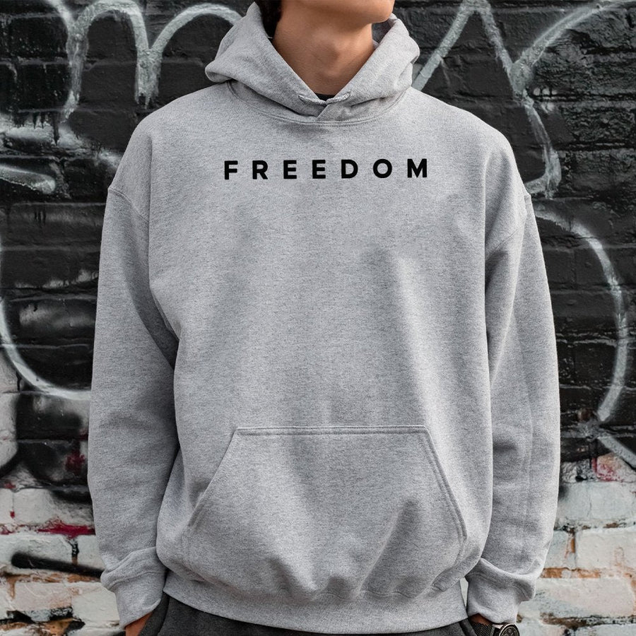 Freedom Graphic Hoodie | Minimalist Text Statement Sweatshirt | Premium Cotton-Poly Blend | Unisex Casual Gift for Patriots