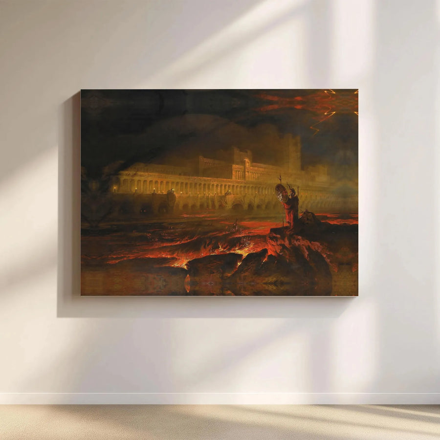 Pandemonium by John Martin Wall Art | Romanticism Epic Landscape | Gallery Wrapped Premium Canvas | Dark Academia Home Decor Gift