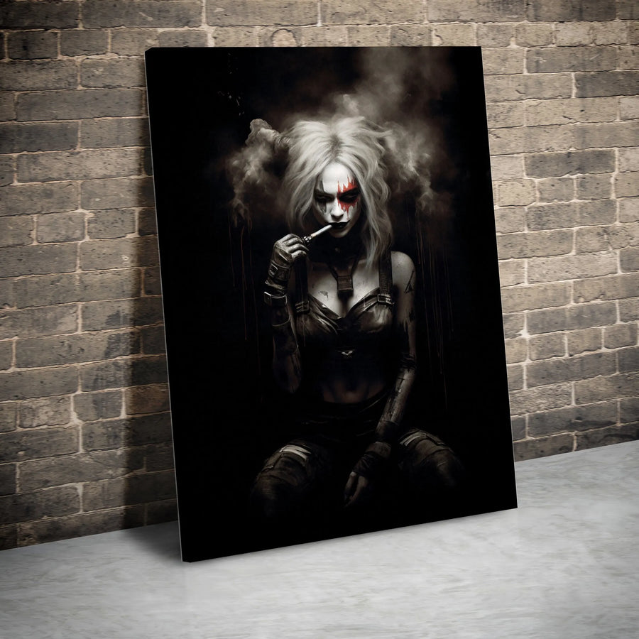 Gothic Woman Canvas Print | Dark Fantasy Clown Aesthetic Portrait | Premium Gallery-Wrapped Wall Art | Edgy Home Decor Gift