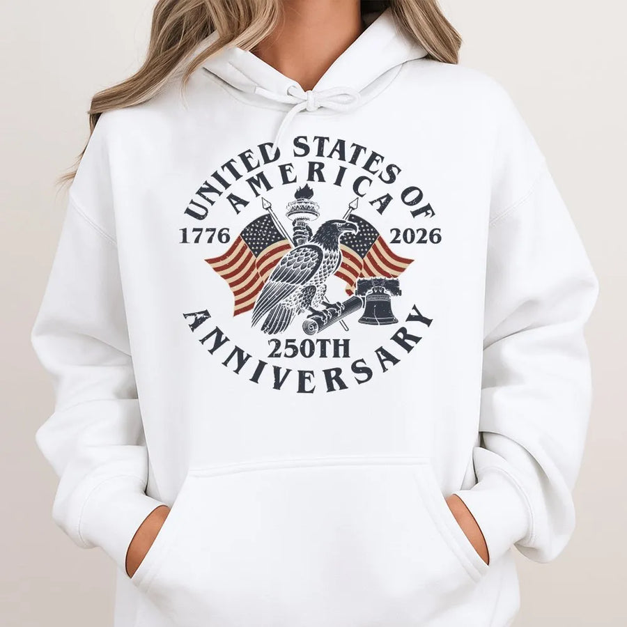 USA 250th Anniversary Hoodie | Vintage American Flag Eagle Graphic | Premium Cotton Blend | Patriotic Collector's Gift for Men and Women