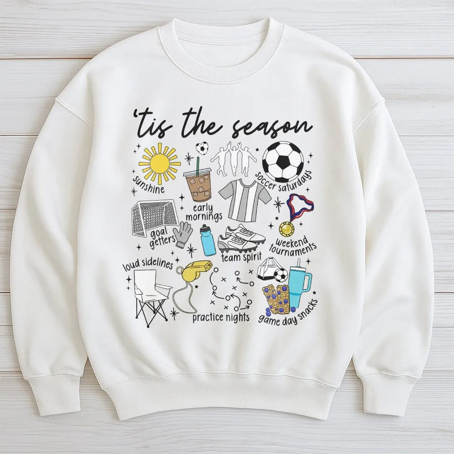 Soccer Mom Sweatshirt | 'Tis The Soccer Season Graphic | Cozy Cotton Blend | Game Day Gift for Sports Mama