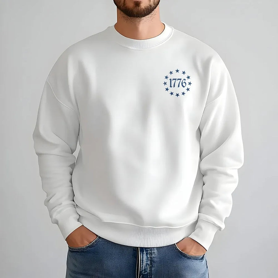 1776 Sweatshirt | American Revolution 13 Stars Design | Premium Cotton | Patriotic Gift for Men & History Buffs