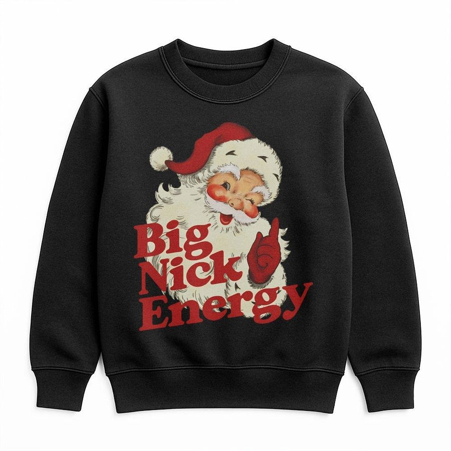 Big Nick Energy Sweatshirt | Retro Santa Christmas Graphic | Premium Cotton Blend Crewneck | Funny Holiday Gift for Women and Men