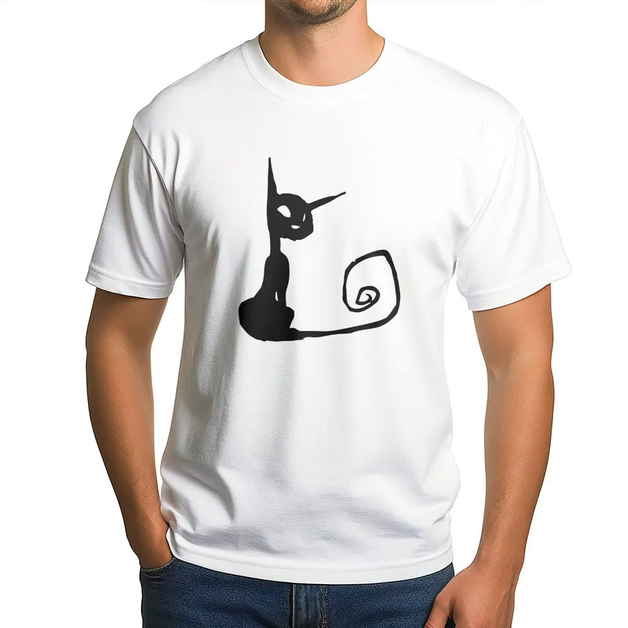 Abstract Cat Graphic Tee | Minimalist Y2K Line Art | Soft Cotton Shirt | Trendy Streetwear Gift for Cat Lovers