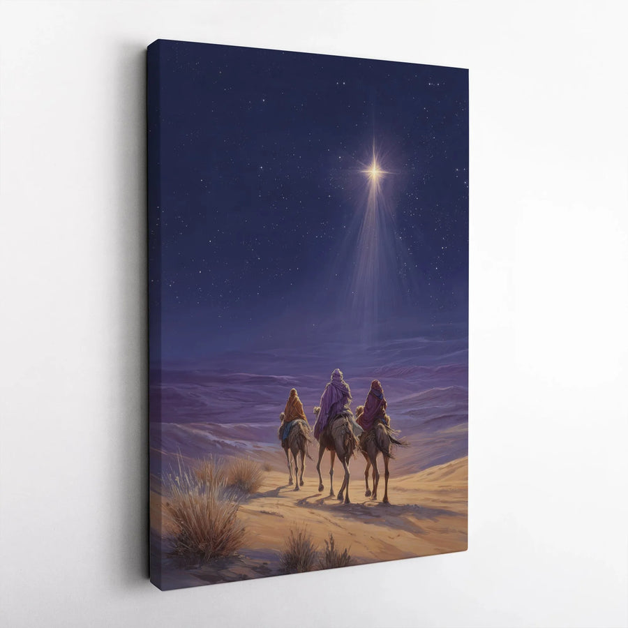 Three Wise Men Canvas Print | Nativity Story Scene with Star | Premium 1.25-inch Gallery Wrap | Religious Christmas Home Wall Art Decor