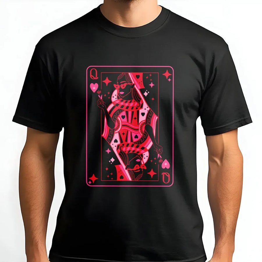 Queen Of Hearts T-Shirt | Retro Aesthetic Playing Card Graphic | Premium Cotton Unisex Tee | Valentines Day Gift For Her