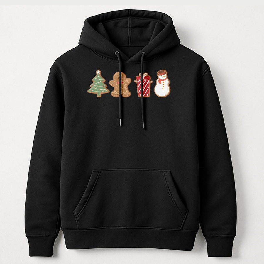 Christmas Gingerbread Hoodie | Cute Holiday Cookie Graphic Sweatshirt | Premium Cotton Blend | Festive Winter Gift for Women and Men