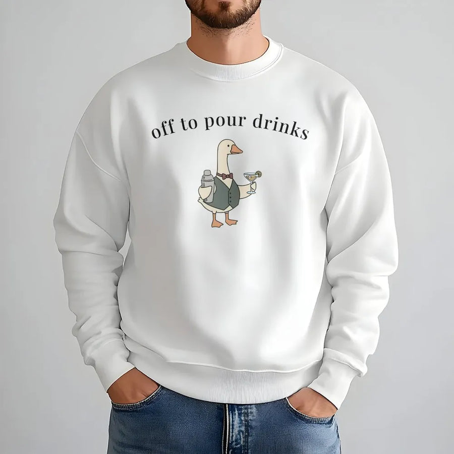 Funny Goose Bartender Shirt | Cute Mixologist Graphic Tee "Off to Pour Drinks" | Premium Comfort Colors Cotton | Gift for Bartender or Bar Staff