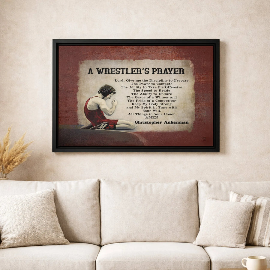 A Wrestler's Prayer Canvas Wall Art | Inspirational Wrestling Quote Print | Premium Gallery Wrap Decor | Perfect Wrestling Coach or Athlete Gift