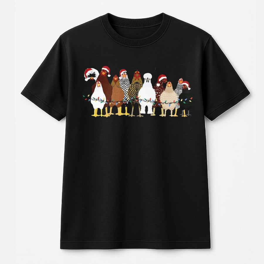 Christmas Chicken T-Shirt | Funny Holiday Farm Animal Graphic | 100% Cotton Premium Quality | Gift for Chicken Lovers and Farmers