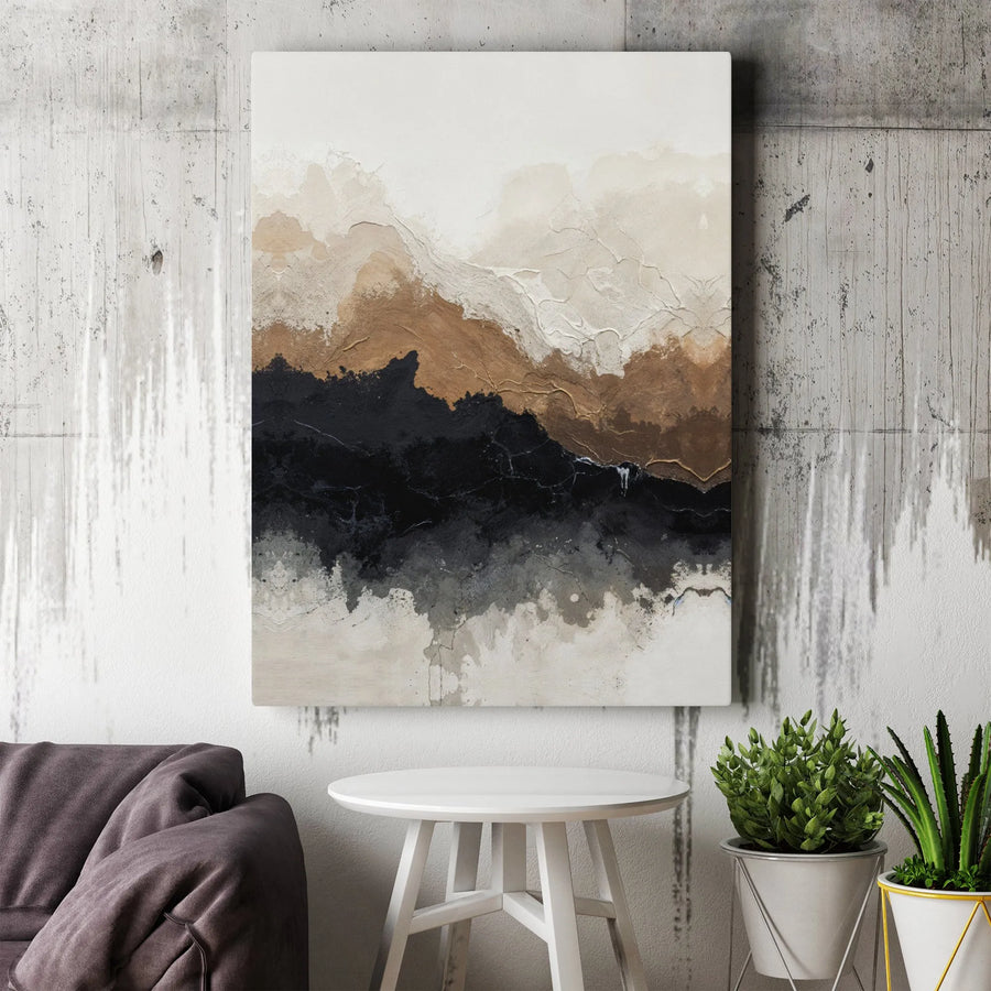 Abstract Neutral Canvas Wall Art | Modern Earth Tone Mountain Landscape | Gallery Quality Wrapped Print | Contemporary Home Decor Gift