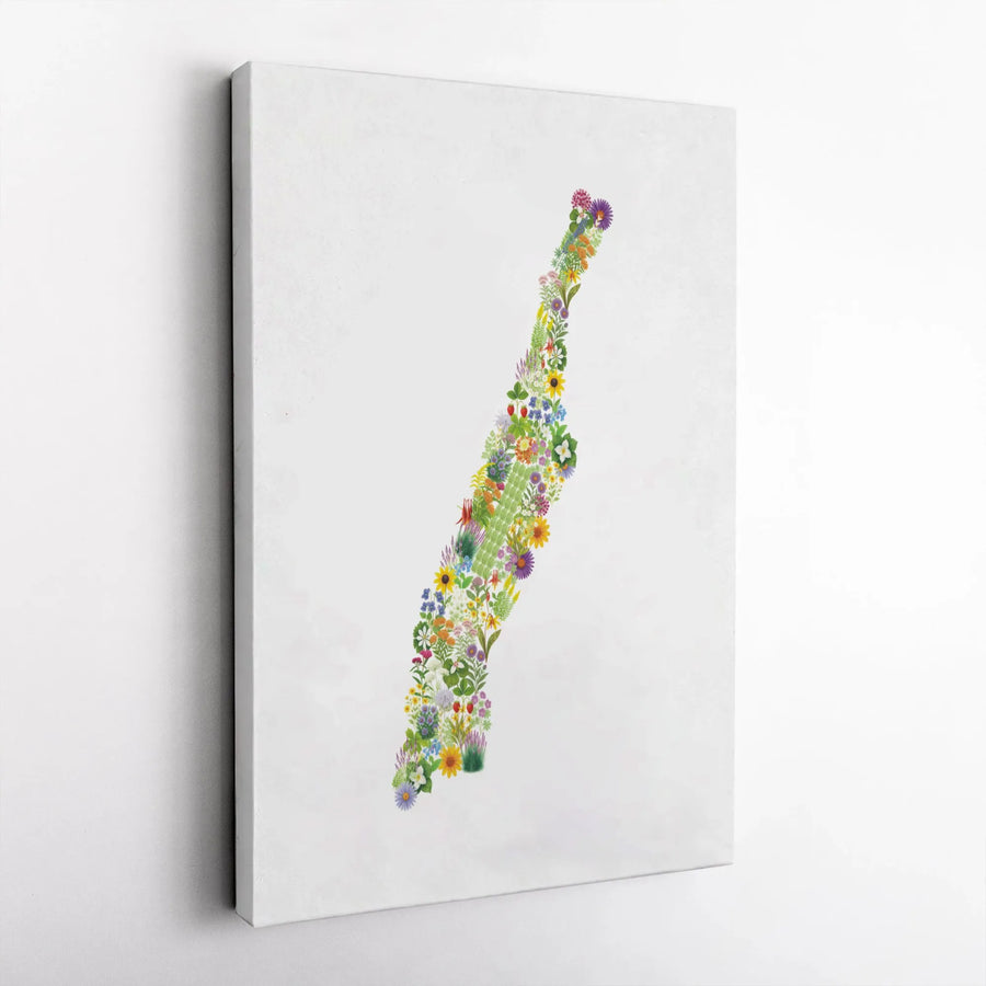 Sweden Map Wall Art | Wildflower Botanical Floral Print | Premium Gallery Canvas | Nordic Home Decor Gift for Swede Lovers