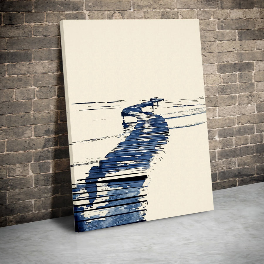 Abstract Pier Canvas Wall Art | Minimalist Coastal Sketch Design | Premium 1.25" Thick Gallery Wrap | Modern Home Decor Gift