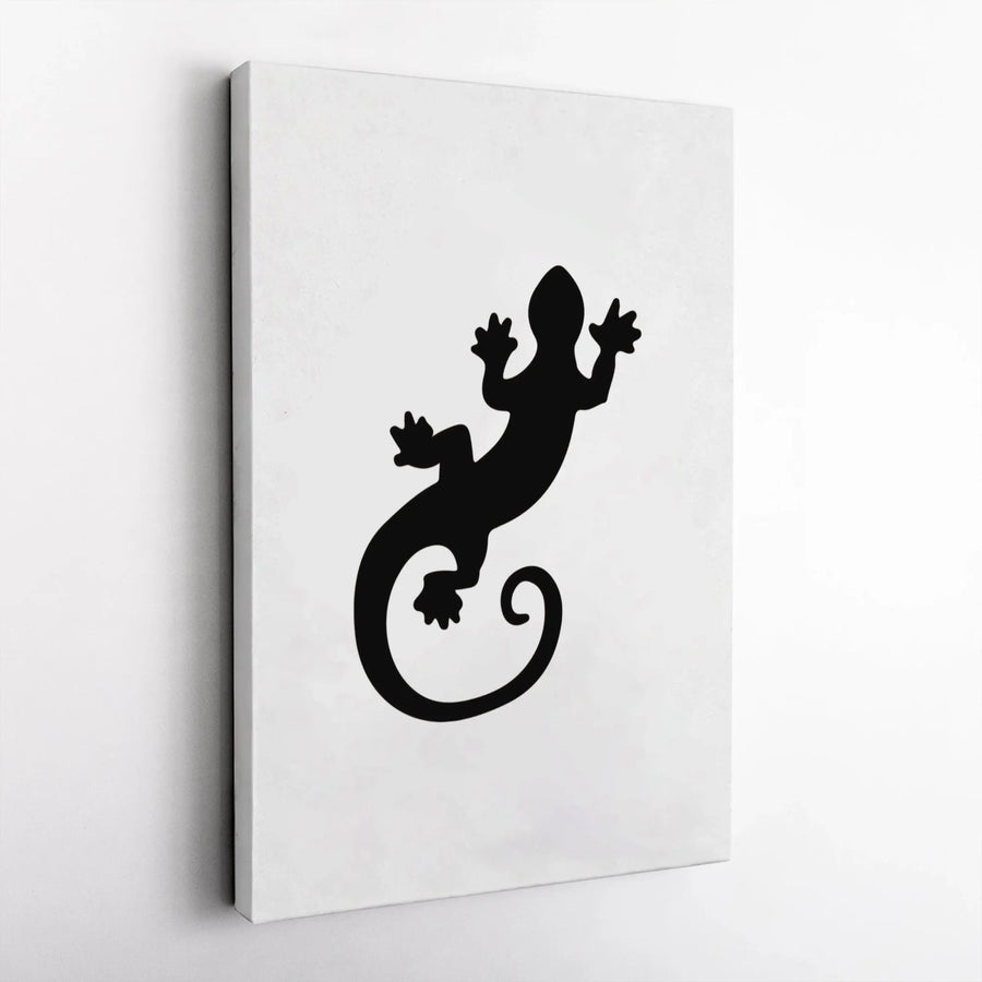 Gecko Wall Art Canvas | Minimalist Tribal Lizard Silhouette | Premium Gallery Wrap Print | Modern Nature Home Decor Gift