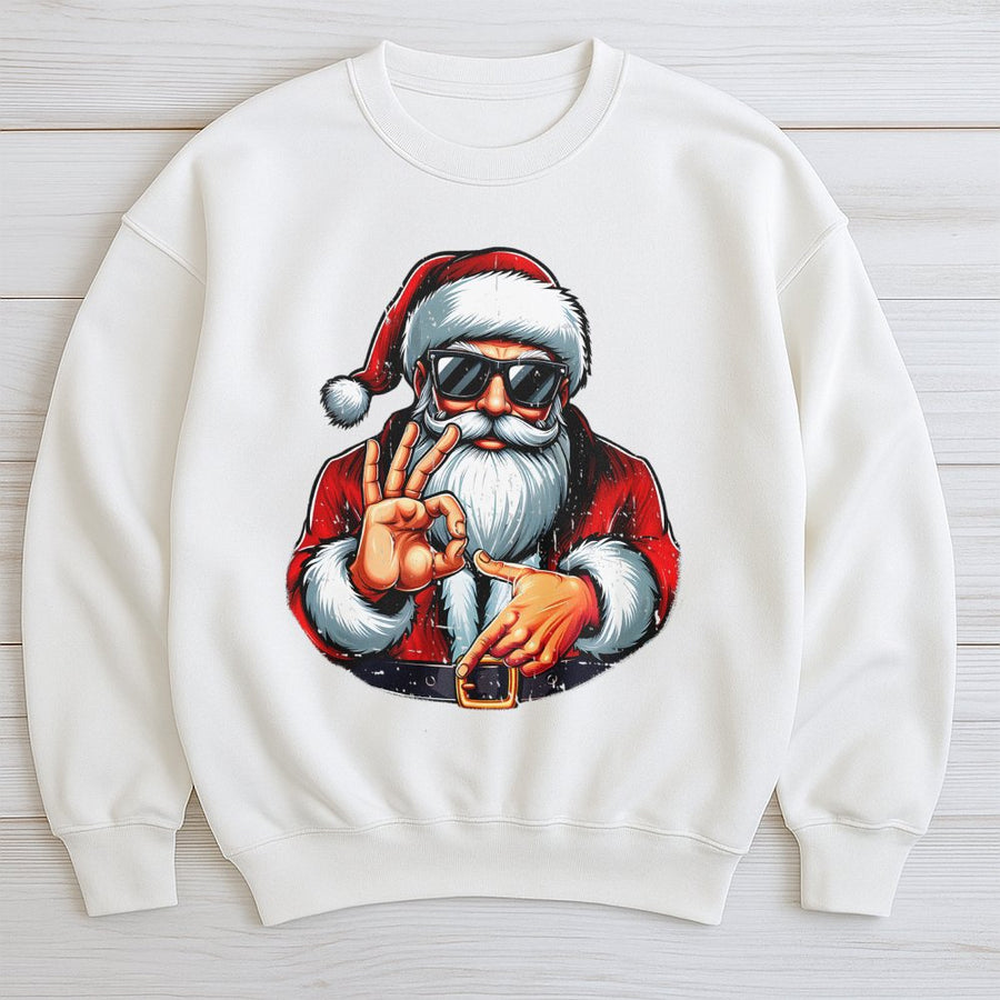 Cool Santa Sweatshirt | Funny Hip Hop Christmas Meme Design | Premium Cotton Blend | Unisex Holiday Gift for Men and Women