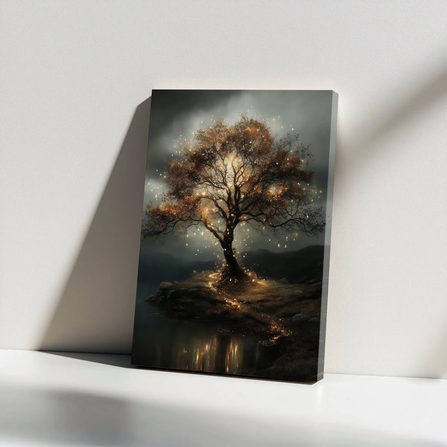 Magical Glowing Tree of Life Canvas Art | Enchanted Forest Butterfly Wall Decor | 1.25 Inch Gallery Wrap Print | Whimsical Nature Gift for Home