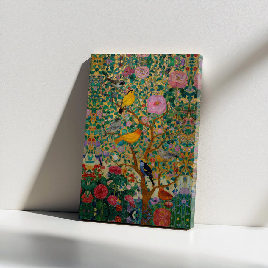 Tree of Life Canvas Wall Art | Klimt Style Birds and Flowers Print | Premium Gallery Wrapped Canvas | Art Nouveau Home Decor Gift