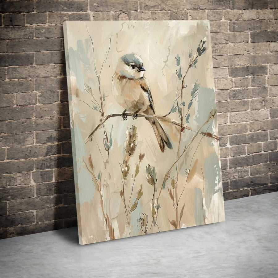 Abstract Bird Canvas Wall Art | Painterly Neutral Nature Print | Premium Fade-Resistant Decor | Modern Home Office Gift