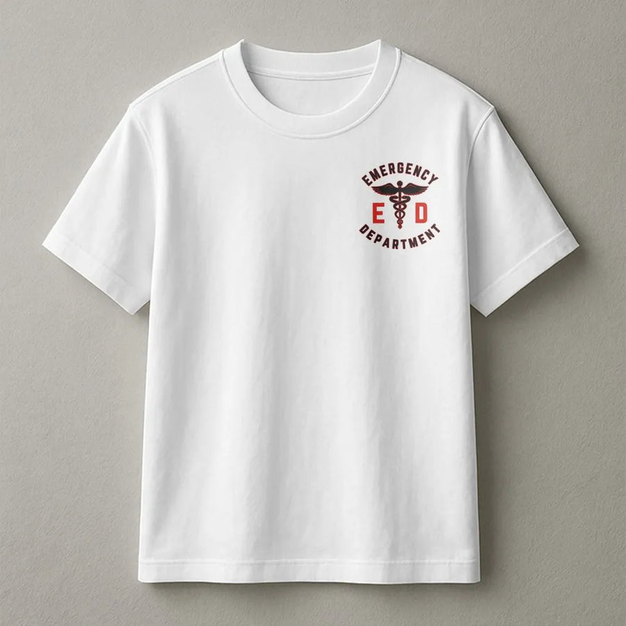 Emergency Department T-Shirt | ER Caduceus Medical Logo | Premium Cotton Blend Crewneck | Gift for ER Nurse, Doctor, Tech