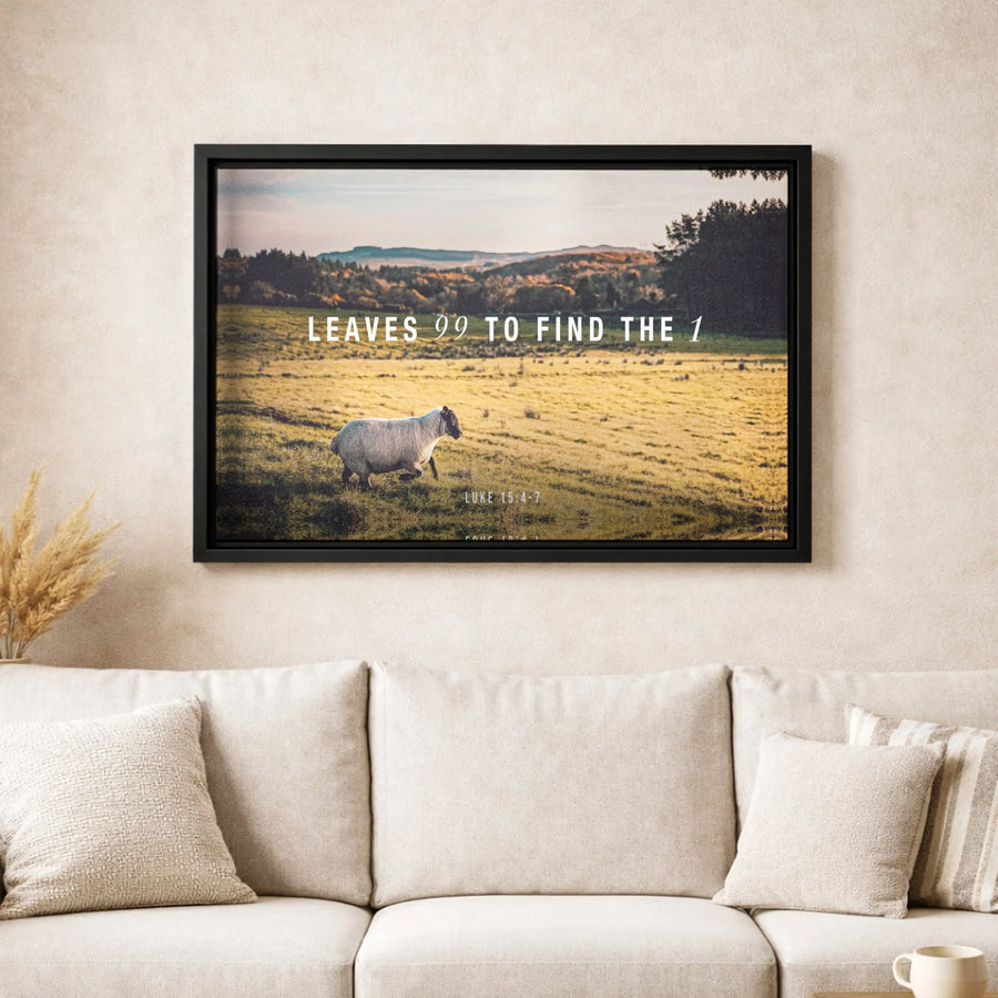 Luke 15:4-7 Wall Art | Leaves 99 To Find The 1 Scripture Canvas | Premium Gallery-Wrapped Print | Christian Home Decor Gift For Believers