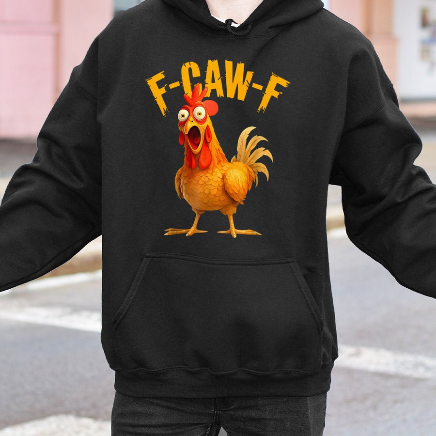 Funny Chicken Hoodie | F-Caw-F Sarcastic Bird Pun Graphic | Premium Cotton Blend | Humorous Gift for Chicken Lovers and Farmers