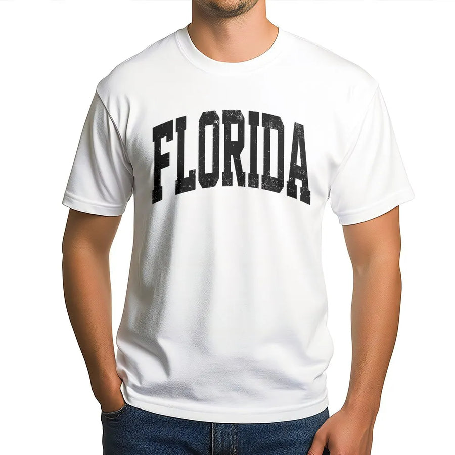 Florida T-Shirt | Vintage Collegiate Arch Logo | Cozy Crewneck Pullover | Sunshine State Vacation & Souvenir Gift