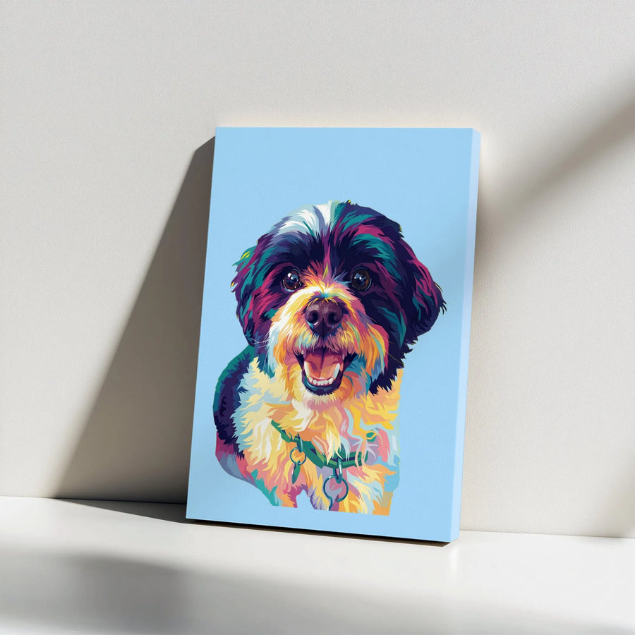 Shih Tzu Pop Art Canvas Print | Vibrant Rainbow Pet Portrait | Premium Thick Gallery Wrap Canvas | Modern Home Decor Gift for Dog Lover