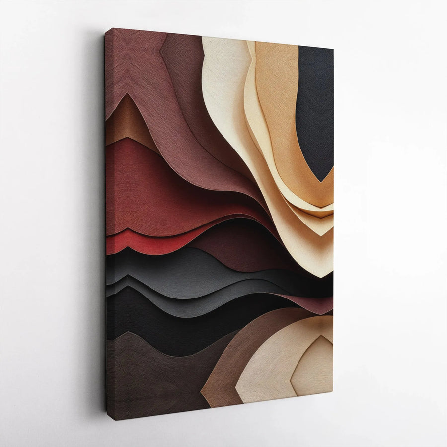 Abstract Canvas Wall Art | Textured Earth Tone Waves Print | Premium Fade-Resistant Canvas | Modern Living Room & Office Decor Gift