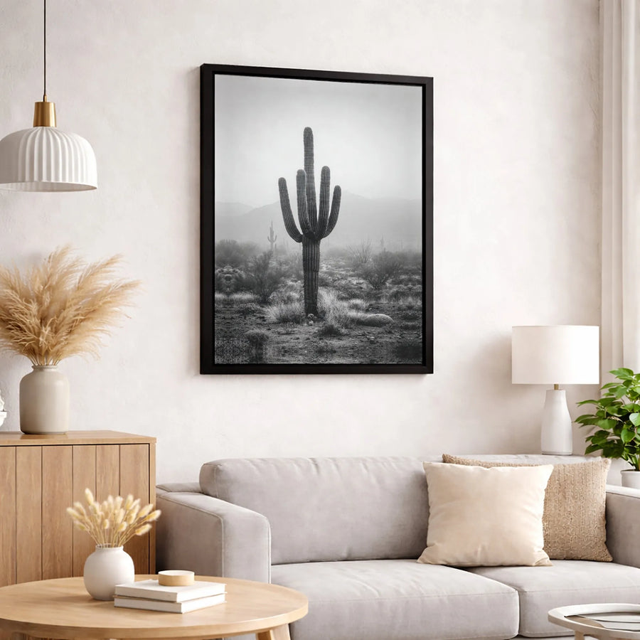 Saguaro Cactus Middle Finger Canvas | Minimalist Desert Landscape Wall Art | Gallery-Quality Fade-Resistant Print | Funny Office Decor For Men