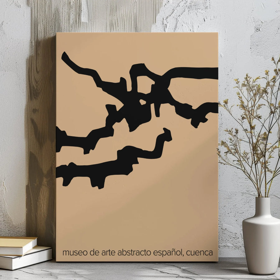 Museo De Arte Abstracto Español Cuenca Canvas | Minimalist Black & Beige Abstract Wall Art | Premium Gallery-Wrapped Print | Modern Home Decor Gift