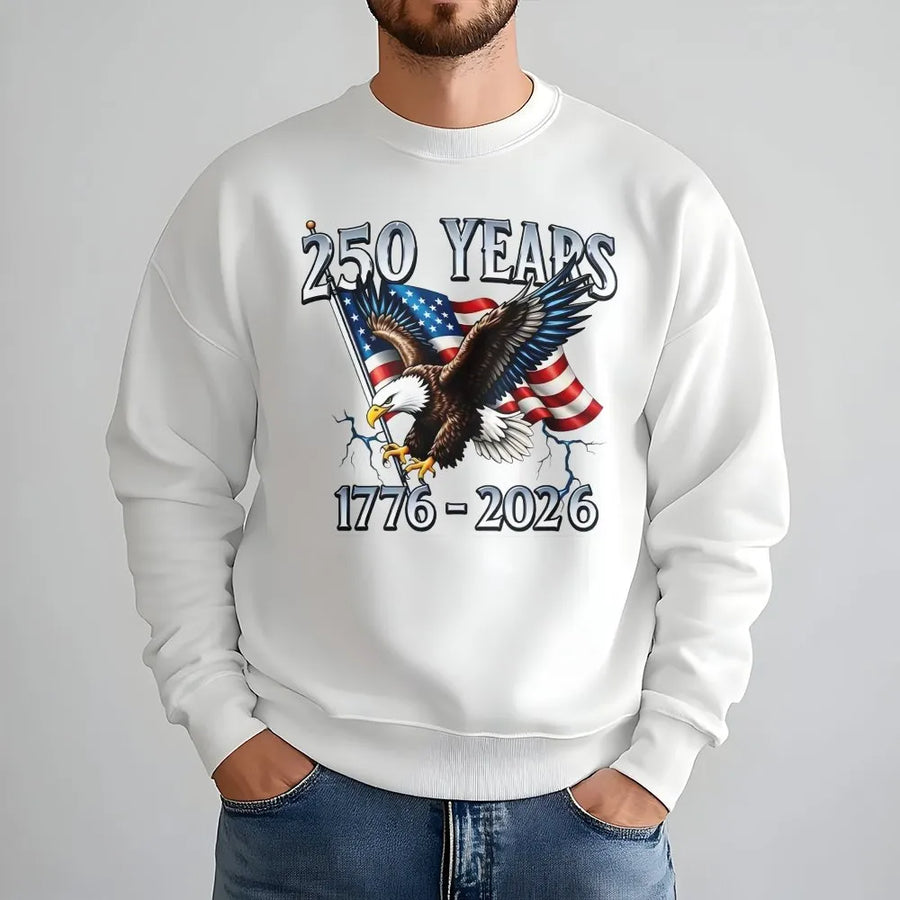 Patriotic 250th Anniversary Sweatshirt | American Eagle & Flag 1776-2026 Graphic | Premium Cotton-Poly Blend | Collector's Gift for Patriots