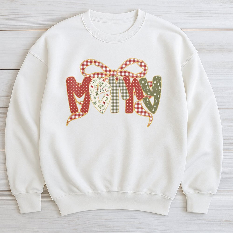 Merry Christmas Sweatshirt | Coquette Bow Holiday Graphic | Premium Cotton Blend Crewneck | Cute Festive Winter Apparel Gift