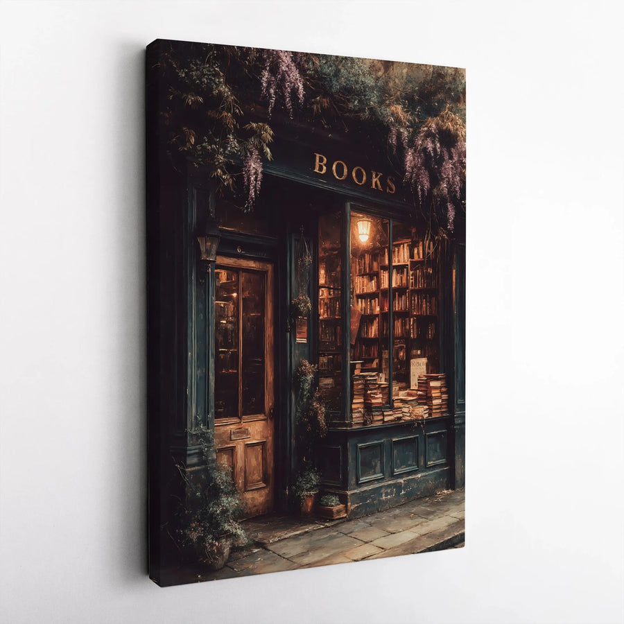 Vintage Bookstore Canvas Print | Dark Academia Wall Art | Premium Gallery Wrap Decor | Gift for Readers & Book Lovers