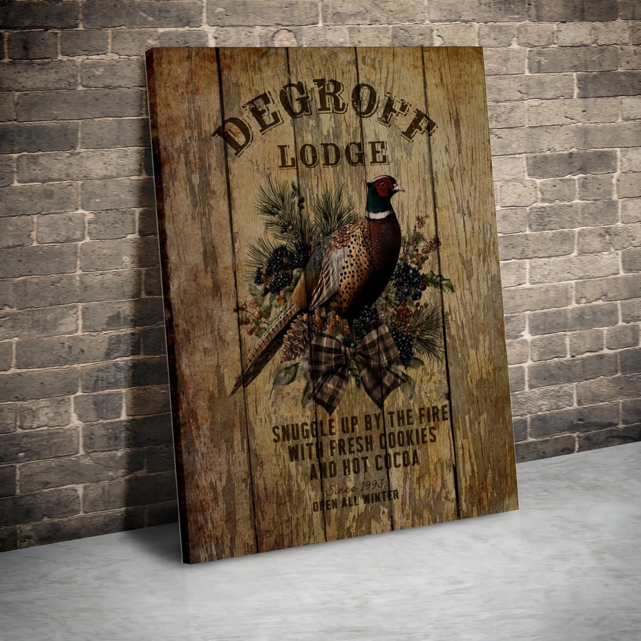Rustic Pheasant Wall Art | Lodge Decor Canvas Print | Premium Farmhouse Winter Artwork | Cozy Cabin Gift for Nature Lovers