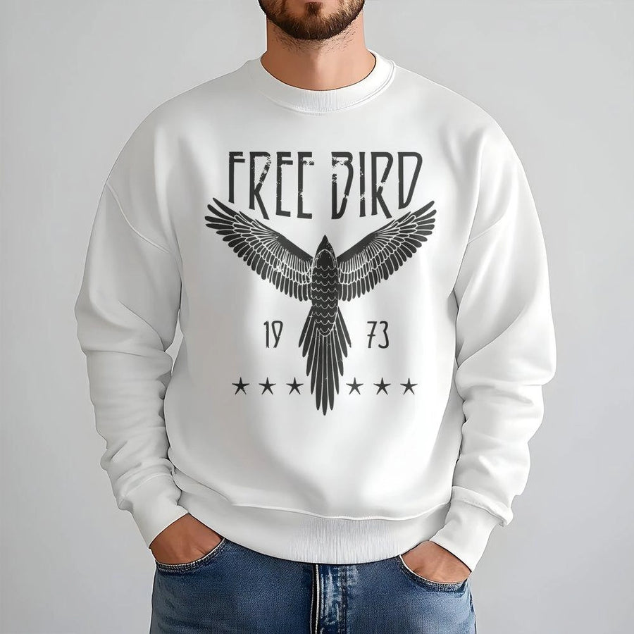 Free Bird Sweatshirt | Retro 70s Eagle Thunderbird Graphic | Premium Cotton Blend | Vintage Music Lover Gift For Men And Women