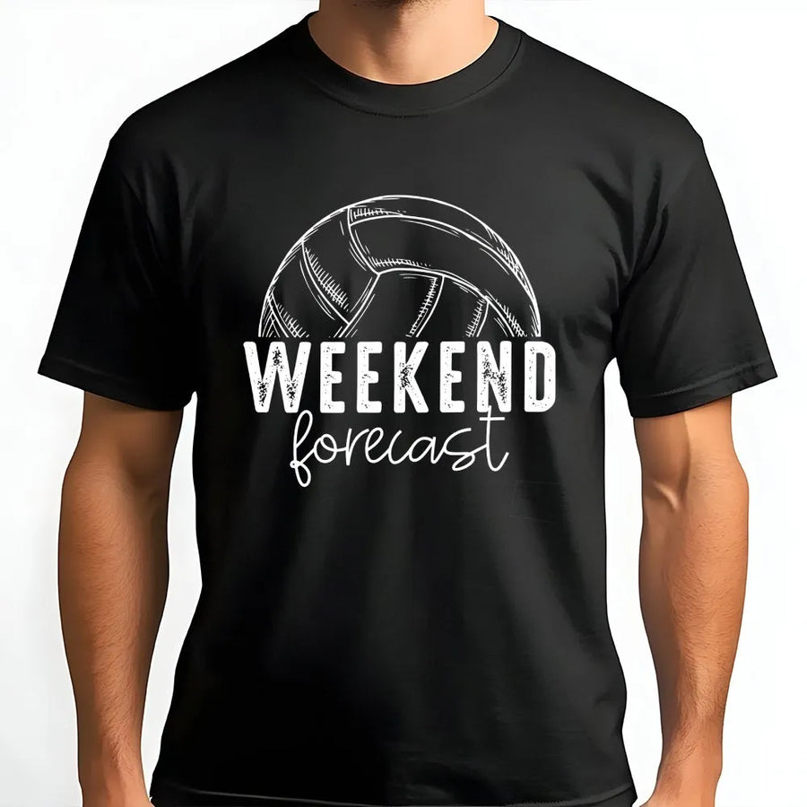 Volleyball Weekend Forecast T-Shirt | Sporty Graphic Volleyball Tee | Premium 100% Cotton | Funny Volleyball Gift for Players & Coaches