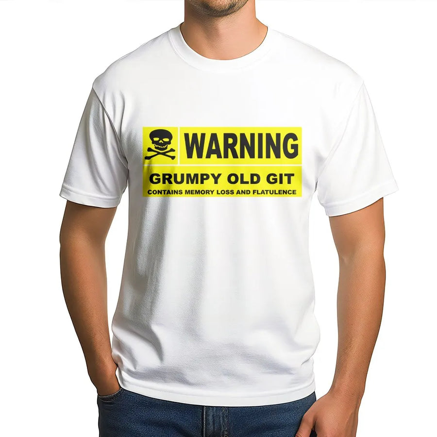 Funny Grumpy Old Git T-Shirt | Sarcastic Warning Sign Graphic | Premium Cotton Blend | Birthday or Fathers Day Gift for Dad, Grandad