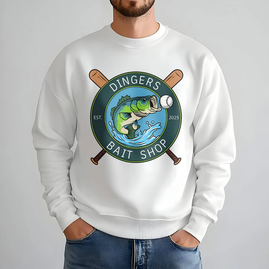 Fishing Baseball Sweatshirt | Funny Bass Angler Graphic | Premium Cotton Blend | Gift For Fisherman And Baseball Fan