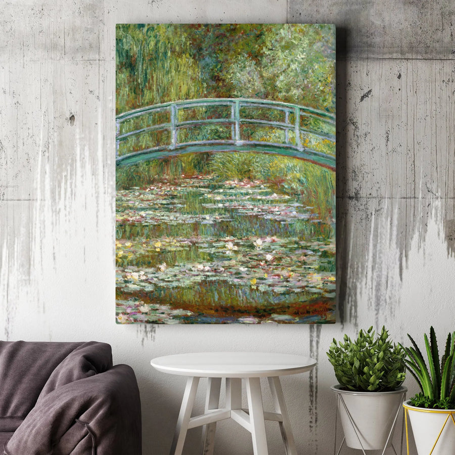 Monet Water Lily Pond Canvas Wall Art | The Japanese Bridge Famous Impressionist Print | Premium Fade-Resistant Canvas | Classic Home Decor Gift