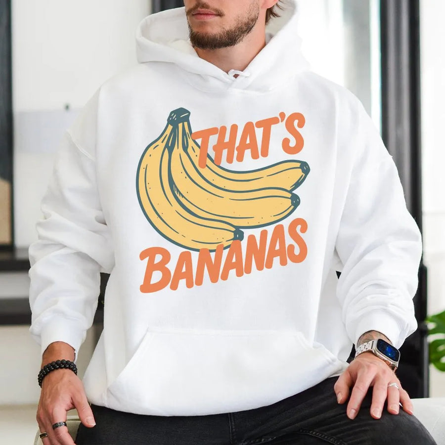 That's Bananas Graphic Hoodie | Vintage Fruit Meme Print | Premium Cotton Blend | Funny Foodie Gift for Men and Women