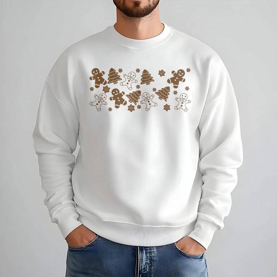 Gingerbread Man Sweatshirt | Cute Christmas Cookie Pattern | Premium Cotton-Blend Crewneck | Holiday Gift for Women and Men