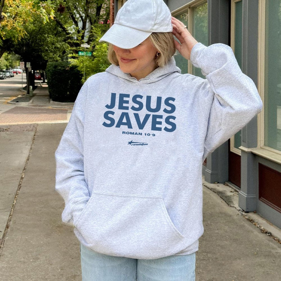 Jesus Saves Hoodie | Roman 10:9 Scripture Verse | Premium Cotton-Blend Christian Streetwear | Faith-Based Religious Apparel Gift for Men & Women