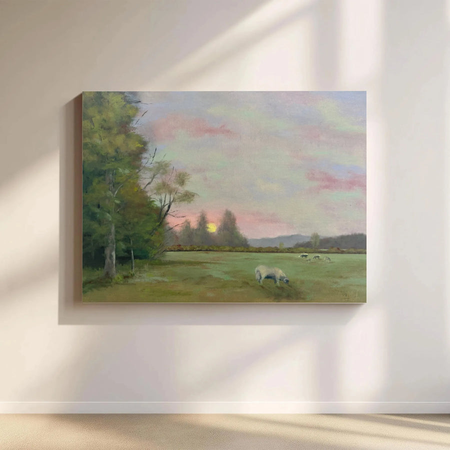 Yorkshire Sunset Canvas Print | Vintage English Countryside Painting | Premium Gallery Wrapped Canvas | Farmhouse Wall Decor Gift