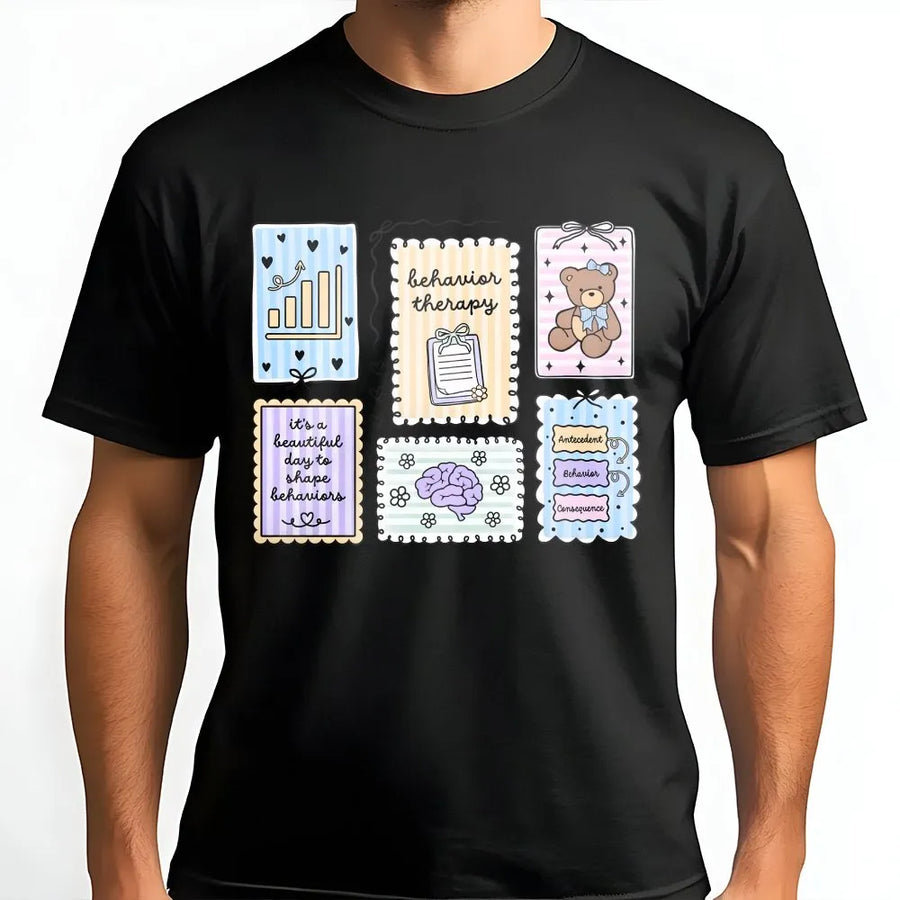 Behavior Therapy T-Shirt | Cute ABA Therapy Graphic Tee | Premium Cotton RBT Gift | For BCBA Behavior Analyst & Special Education Teachers